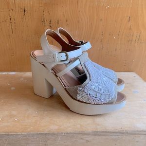 Rachel Comey white beaded platform sandals